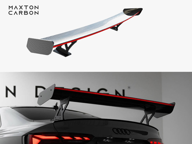 Maxton Design Carbon Spoiler With External Brackets Uprights V.1 + LED Audi A5 / A5 S-Line / S5 / RS5 Coupe F5 / F5 Facelift