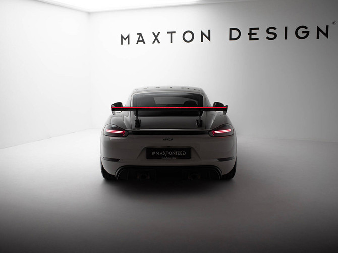 Maxton Design Carbon Spoiler With Internal Brackets Uprights V.1 + LED Porsche 718 Cayman GTS 982c