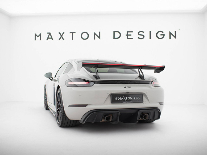Maxton Design Carbon Spoiler With Upper Swan Mounting V.2 + LED Porsche 718 Cayman GTS 982c