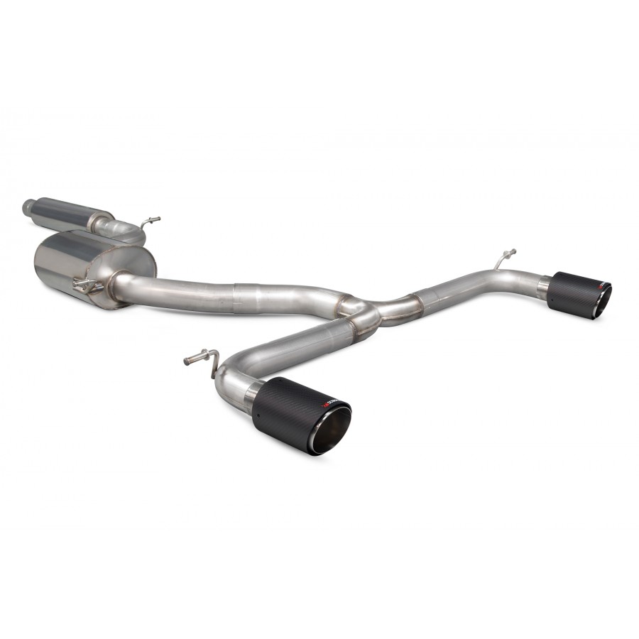 Scorpion Cat Back Exhaust System - Volkswagen Golf Mk7 GTI – Resonated (Quieter) Carbon Tail Pipes (SVW043CF), view 1