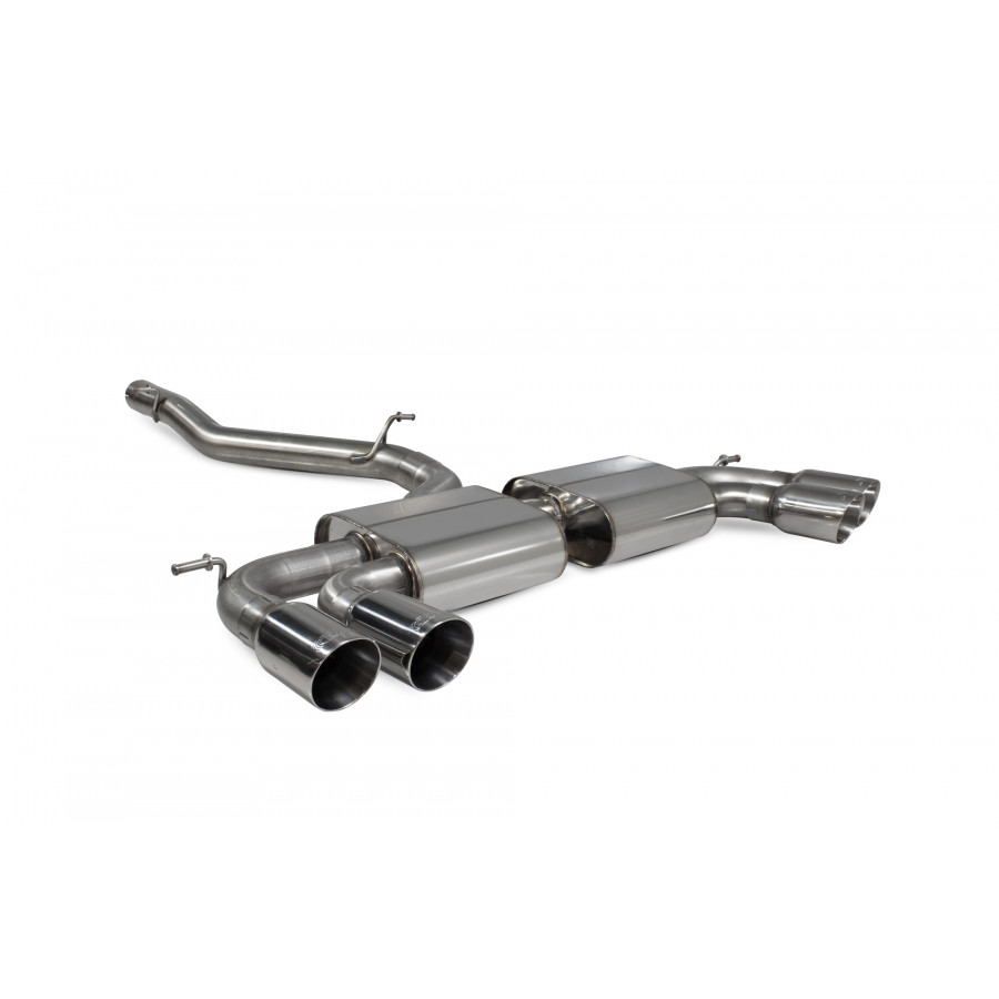 Scorpion 'Race' Cat Back Exhaust System - Volkswagen Golf Mk7 'R' – Non-Resonated System with Polished 90mm Daytona Tailpipes (SVWS044D), view 1