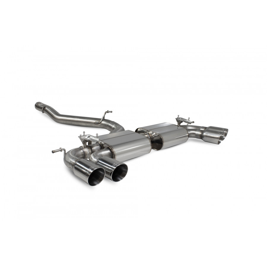 Scorpion 'Valved' Cat Back Exhaust System - Volkswagen Golf Mk7 'R' – Non-Resonated System with Polished 90mm Daytona Tailpipes (SVWS046D), view 1