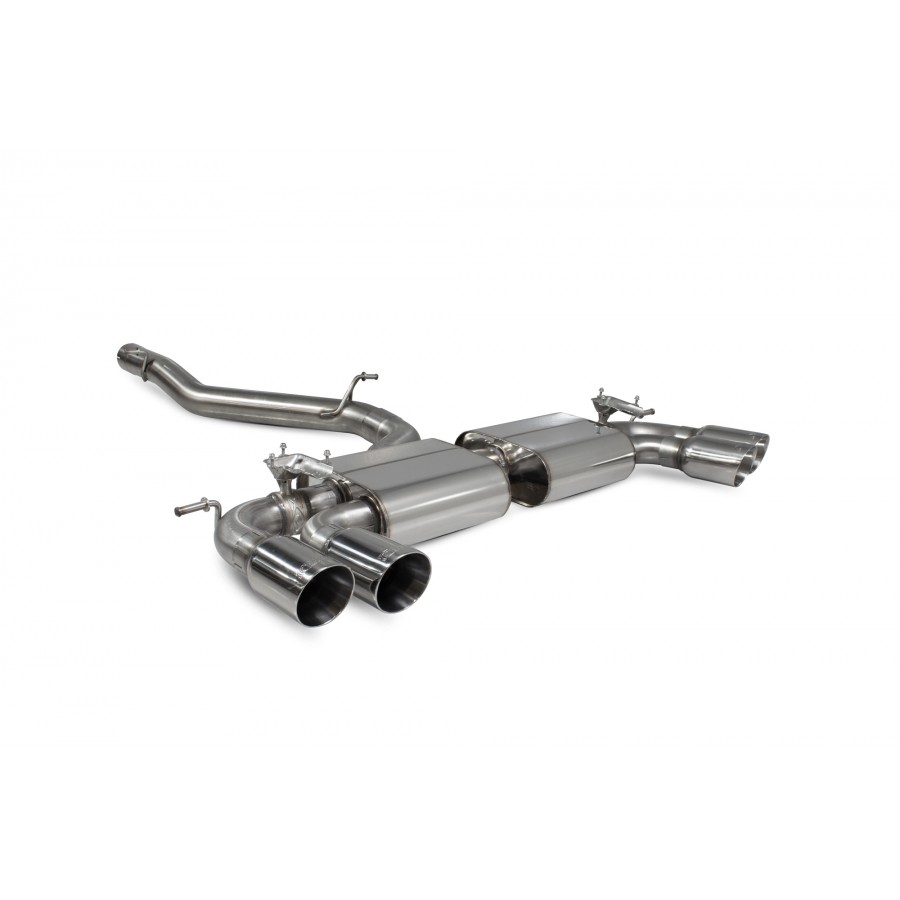 Scorpion 'Valved' 80mm Cat Back Exhaust System - Volkswagen Golf Mk7.5 'R' – Non-Resonated with Polished Daytona Tips (SVWS054D)