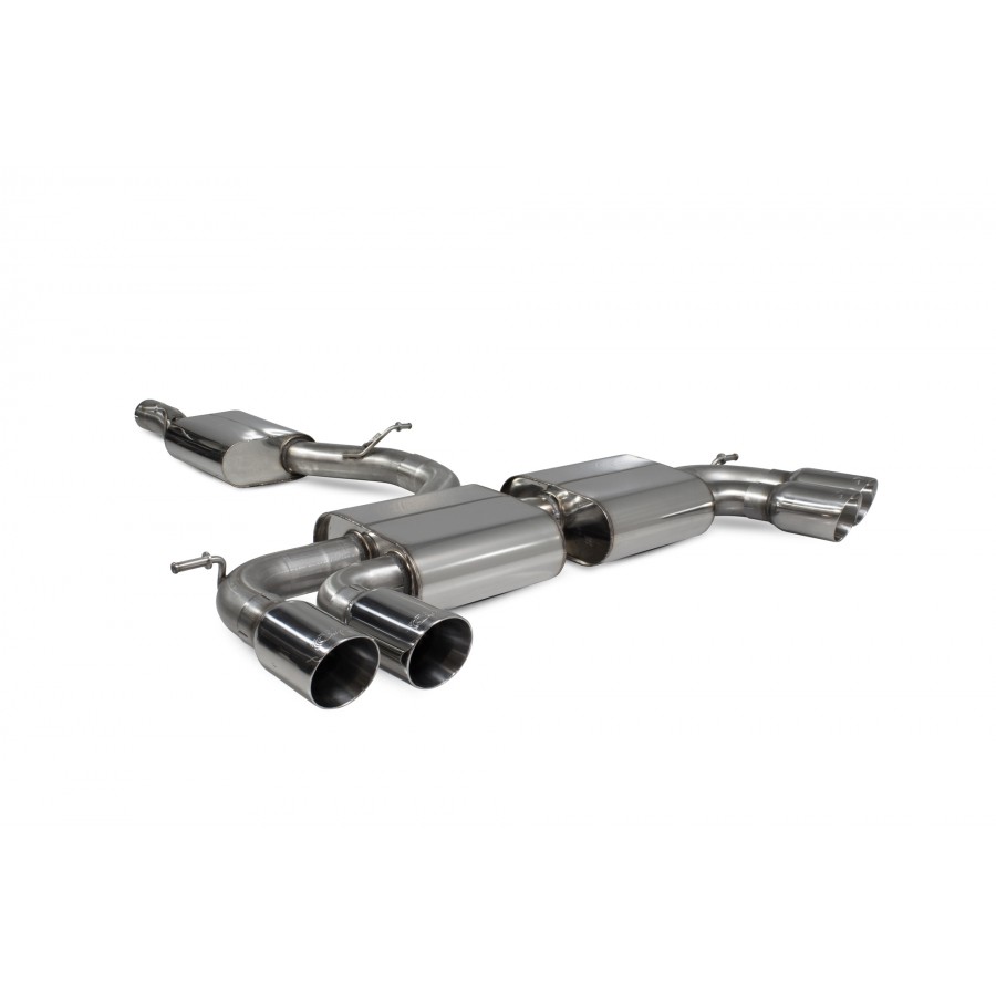 Scorpion 'Race' 80mm Cat Back Exhaust System - Volkswagen Golf Mk7.5 'R' – Resonated with Polished Daytona Tips (SVW055D), view 1