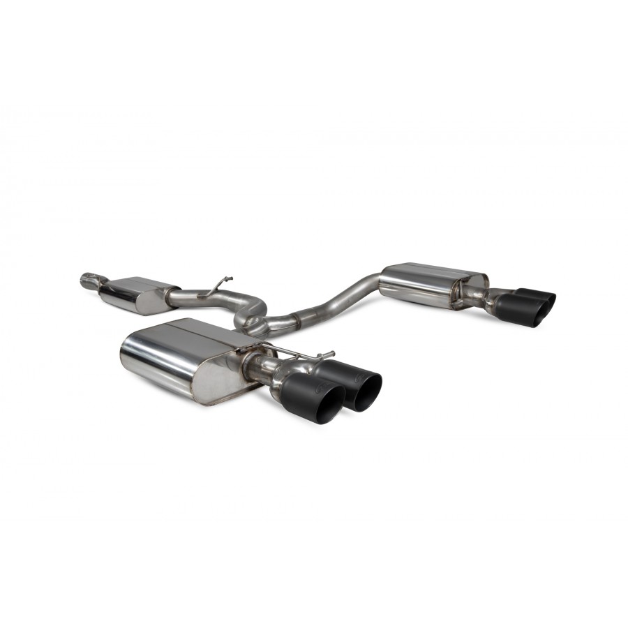 Scorpion Cat Back Exhaust System - Volkswagen Golf 'R' Estate Mk7.5 – Resonated with Black Tips (SVW057C), view 1