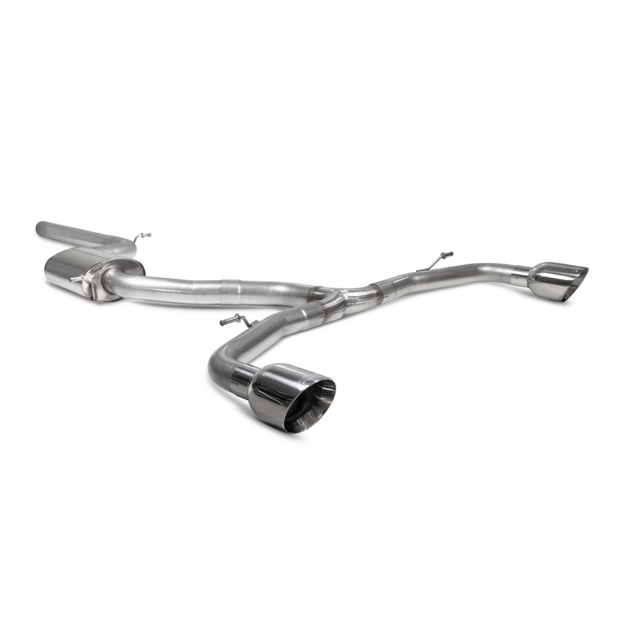 Scorpion GPF-back Exhaust System - Golf Mk8 and Mk8.5 GTI – Resonated GPF-back system Twin Daytona Trims (SVW064D), view 1