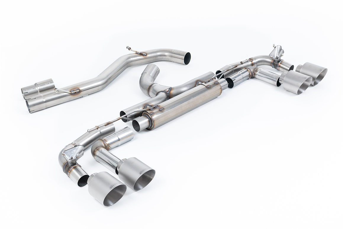 Milltek GPF back - Race system - Non Resonated 80mm System - S3 Sportback 8Y – GT-115 Brushed Titanium - (SSXAU1014), view 1