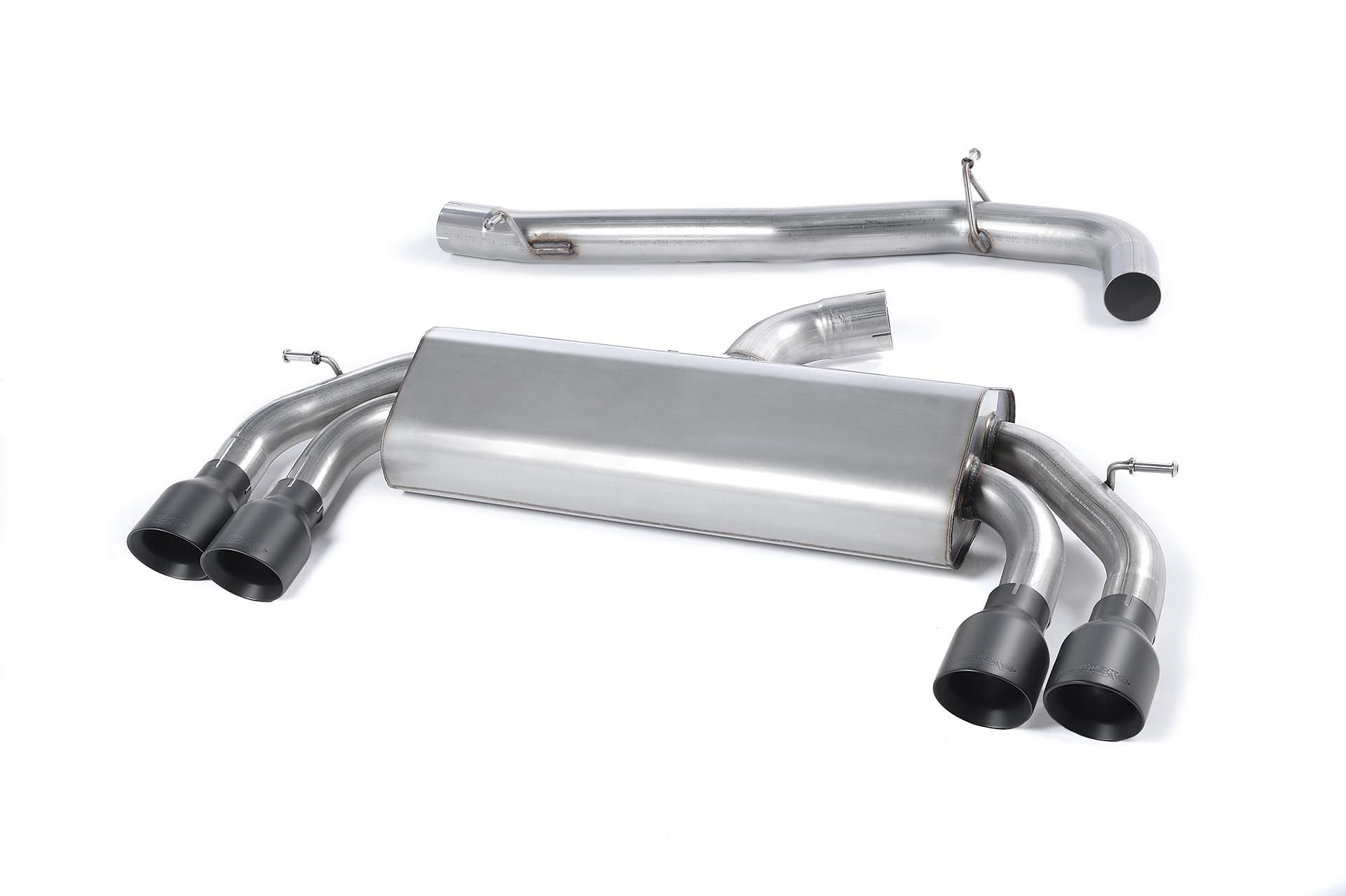 Milltek Cat-Back Exhaust - Audi S3 (8V) - 3 Door – Non-Valved - Non-Resonated - Black GT100 Tips (SSXAU522), view 1