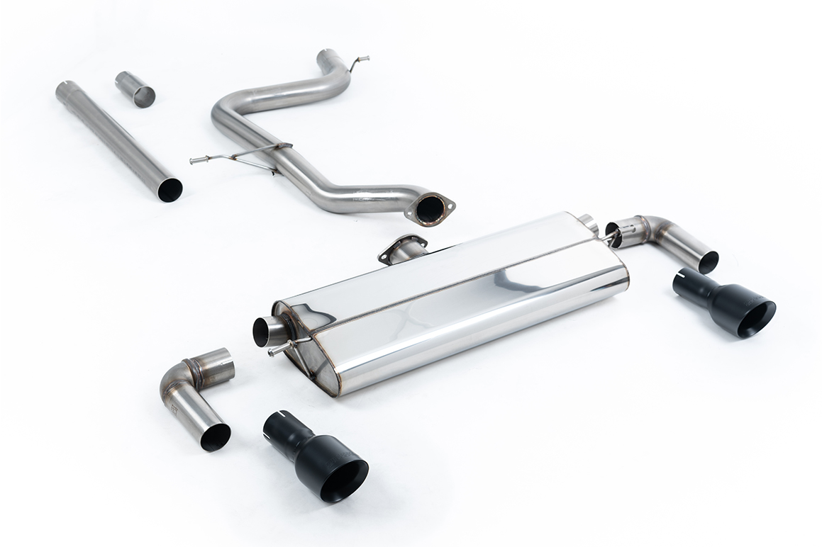Milltek Cat-Back System GTI Dual Outlet Style - Mk7.5 1.5TSI Evo GT & R-Line – Non-Resonated with Cerakote Black Trims - SSXVW529