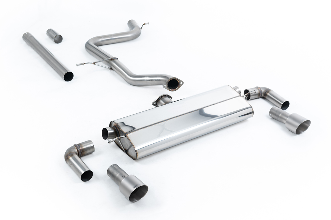 Milltek Cat-Back System GTI Dual Outlet Style - Mk7.5 1.5TSI Evo GT & R-Line – Non-Resonated with Titanium Trims - SSXVW530, view 1