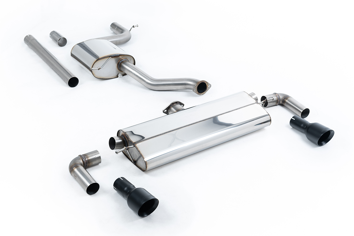 Milltek Cat-Back System GTI Dual Outlet Style - Mk7.5 1.5TSI Evo GT & R-Line – Resonated with Cerakote Black Trims - SSXVW526, view 1