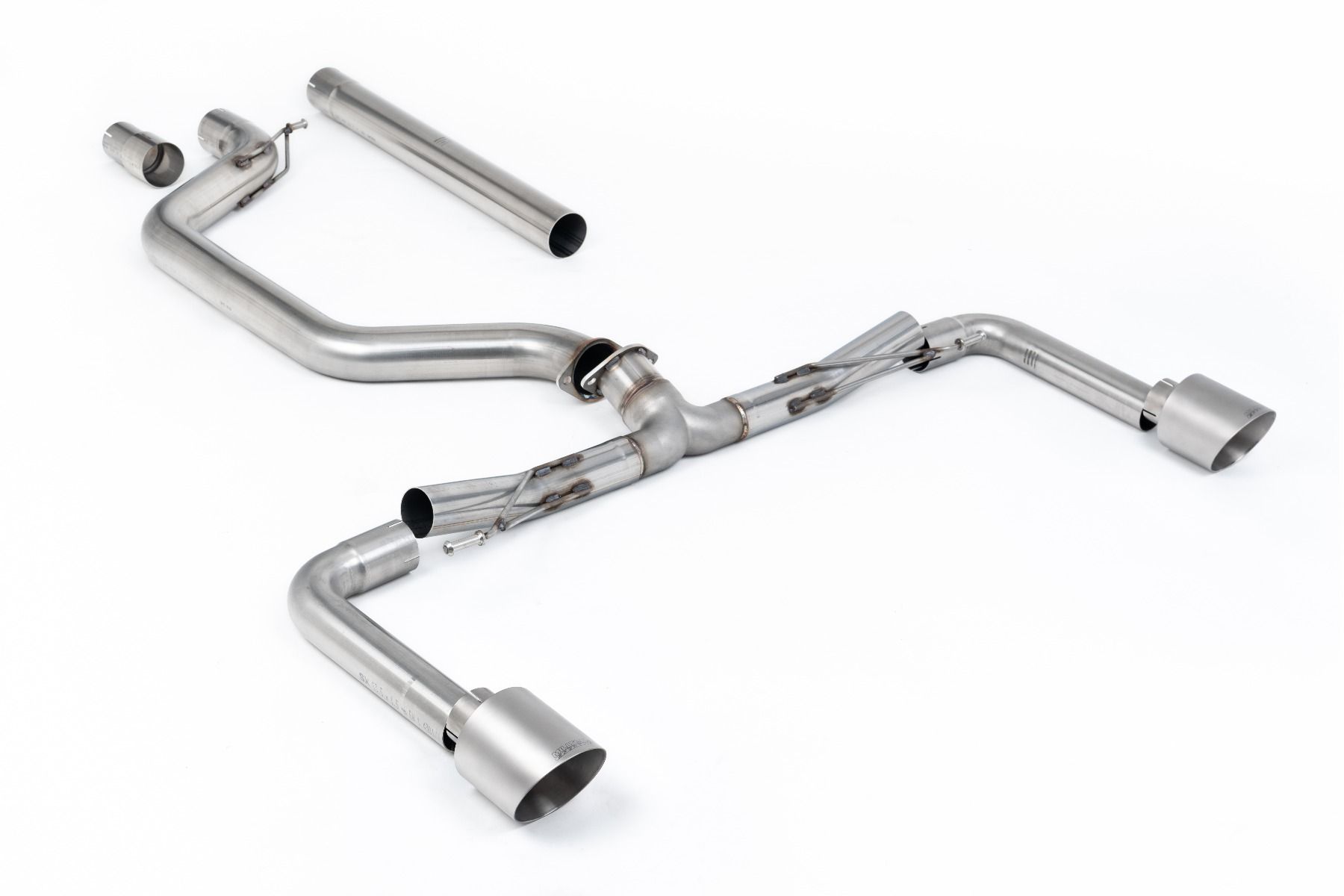 Milltek Particulate Filter-back 80mm Race Exhaust - Golf 8 GTI+Clubsport – Brushed Titanium GT-115 - (SSXVW680), view 1