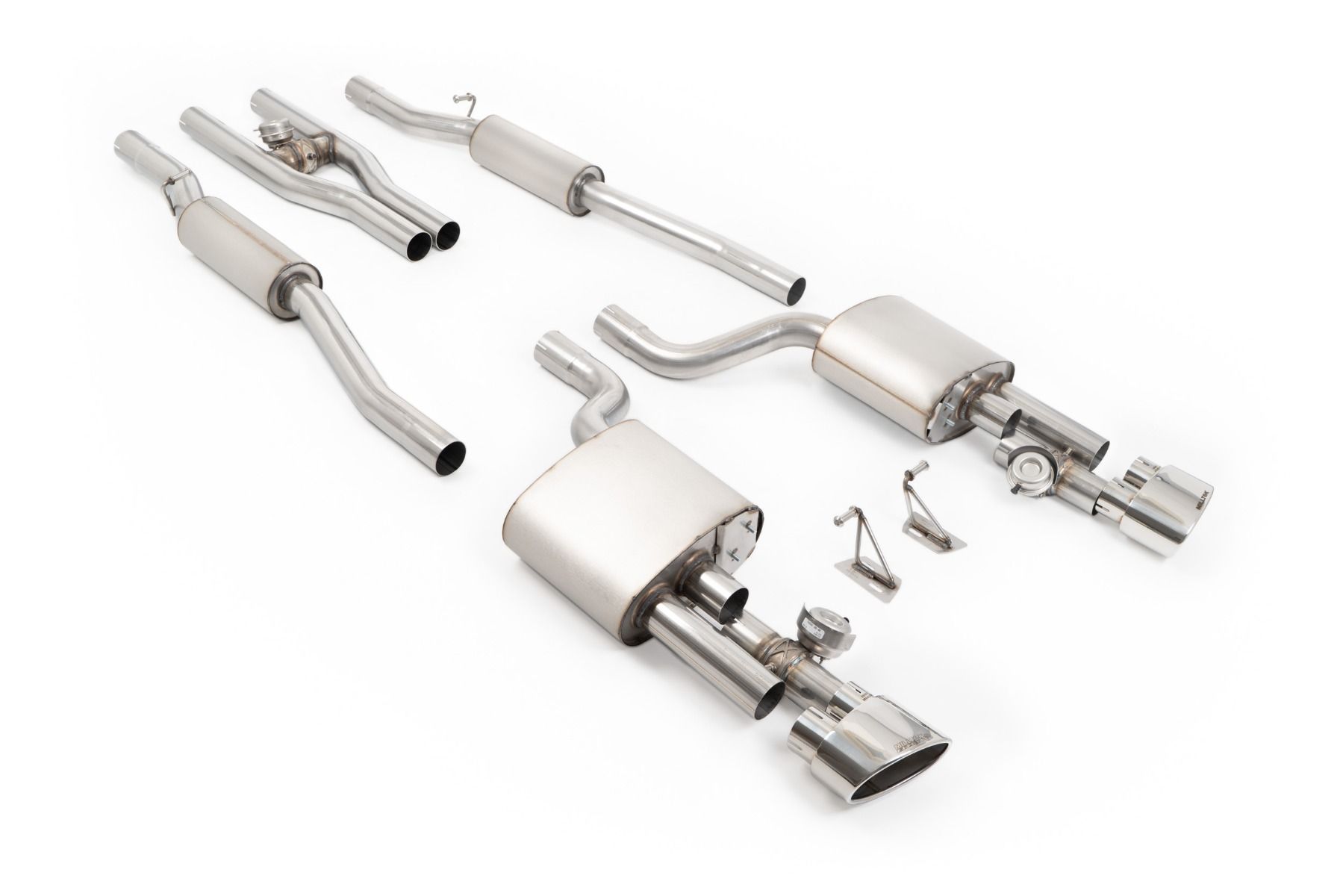 Milltek Cat-back V2 Valved Cat Back with Active H Pipe - RS4 B7 – Polished Ovals - (SSXAU1127), view 1