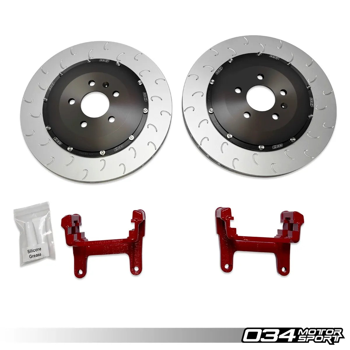034 Motorsport - 2-Piece Floating Rear Brake Rotor 370mm Upgrade for B9/B9.5 Audi A4/S4, A5/S5, Q5/SQ5 – Red