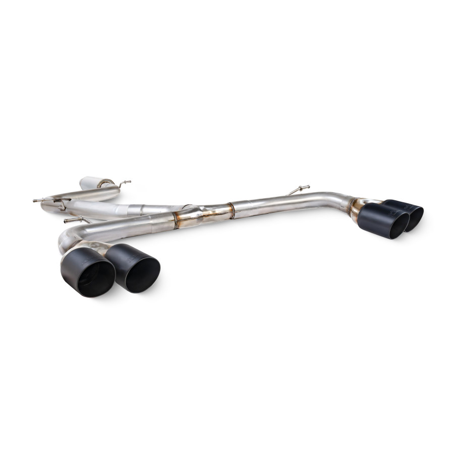 Scorpion Predator GPF Back Exhaust Systems Resonated/Non-Resonated - Cupra Leon 300 VZ3 2.0 TSI – Predator Resonated GPF Back System - Black ceramic 83mm Daytona trims (SST024DC)