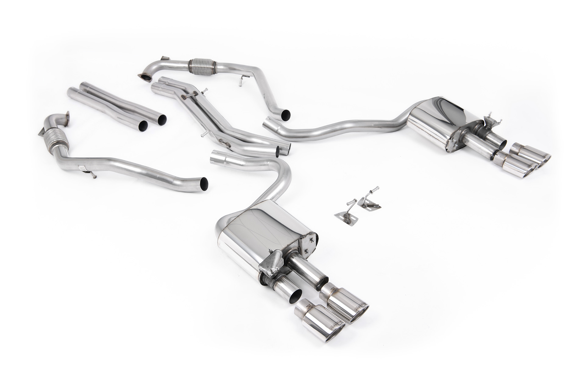 Milltek Cat-Back System - Audi S5 (B9) 3.0T Coupe/Cab (Non GPF ONLY - Non-Sport Diff Vehicles) - RHD Models Only – Non-Resonated - Polished Oval Tips (SSXAU1162), view 1