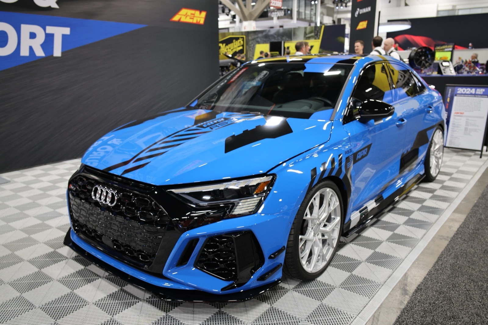 Awesome workshop dyno cell with a tuned VW Audi Group car on the rolling road