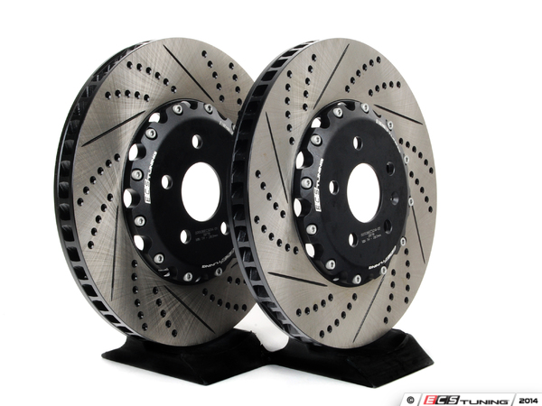 ECS Tuning - Front Cross-Drilled & Slotted 2-Piece Brake Discs, view 1