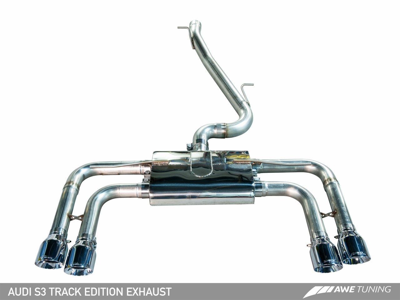 AWE Tuning Audi S3 8V Saloon Track Edition Exhaust System – Diamond Black 102mm Tailpipes (3015-43150), view 1