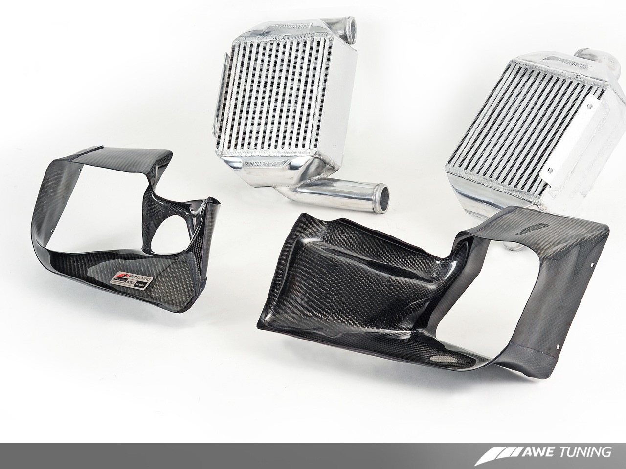 AWE Tuning Audi S4 B5 Front Mounted Intercooler Kit – Full Kit with Intercoolers & Carbon Shrouds (4510-11040)
