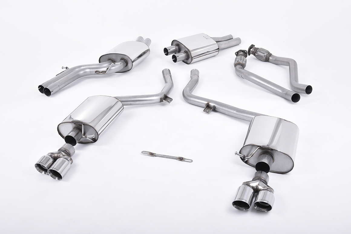 Milltek Cat-Back System - Audi S5 (B8) 3.0T Sportback – Race Version - Quad Black Tips (SSXAU557), view 1