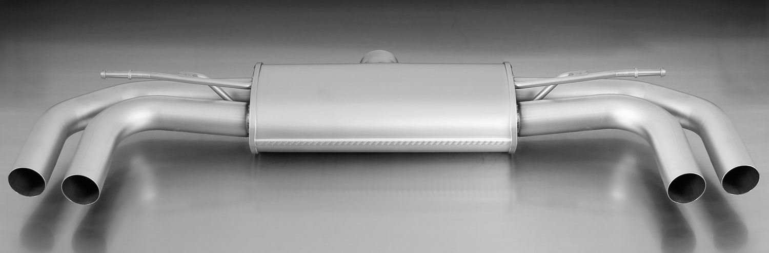 Remus Rear Silencer Left/Right with 4 tail pipes - 84 mm angled, rolled edge, chromed - A3 8V Hatchback 2.0 TDI 2012-