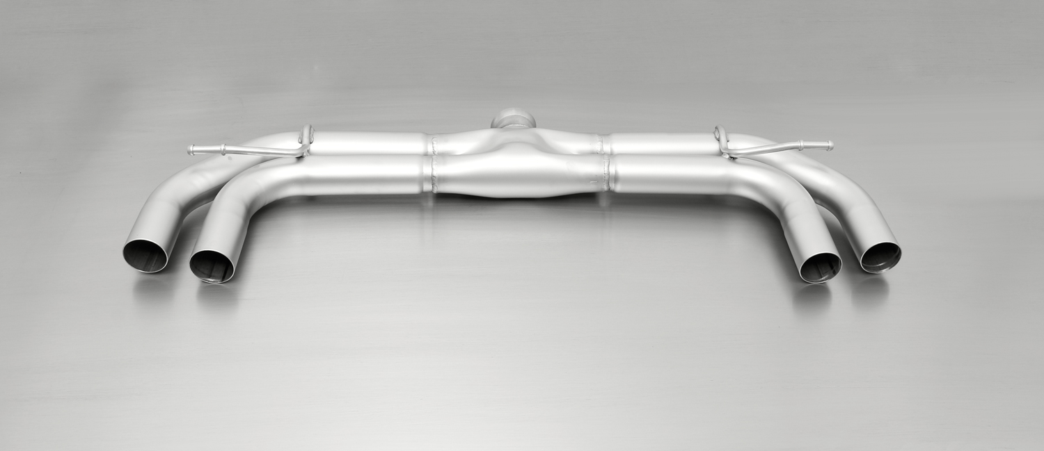 Remus Non-Resonated Rear Silencer Left/Right with 4 tail pipes - 84 mm straight, carbon insert - Golf Mk7 2.0 GTI 2013-2016