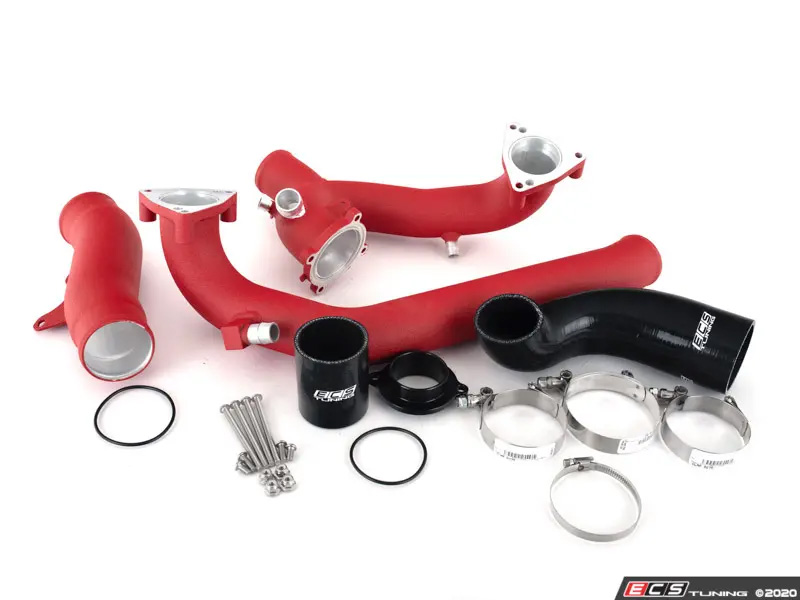ECS Tuning Post Throttle Valve Charge Pipe Kit - Wrinkle Red - B9 S4 and S5, view 1
