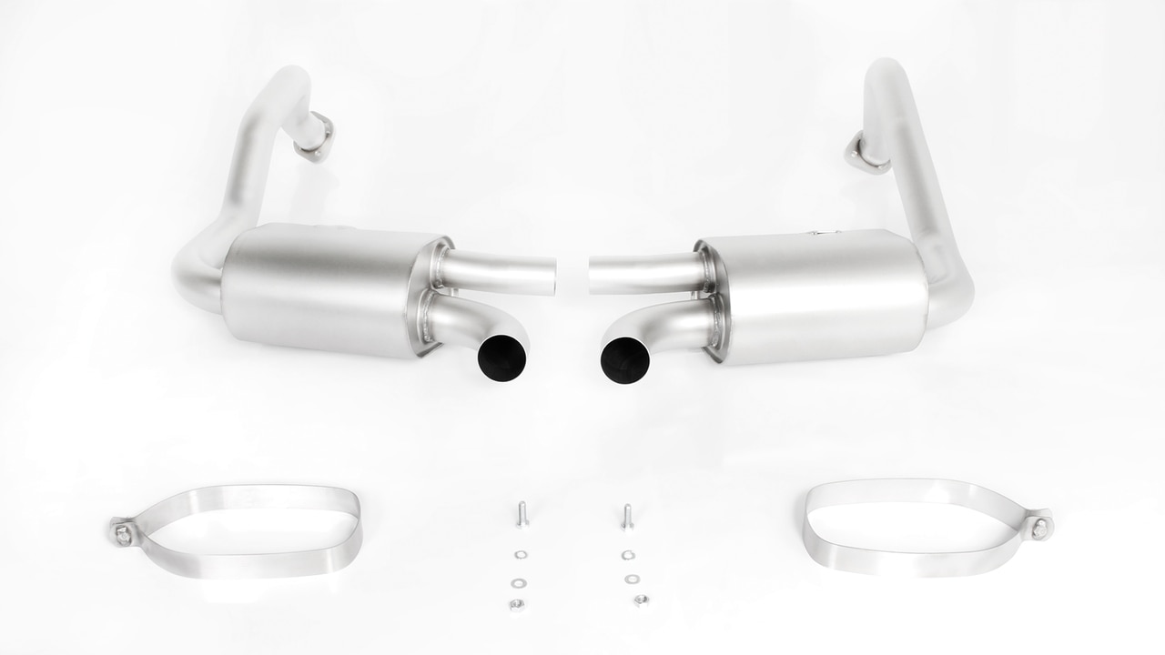 Remus Exhaust Rear Silencer Left/Right with 2 tail pipes 102 mm angled, rolled edge, chromed - Cayman 718 2.0/2.5 Turbo S