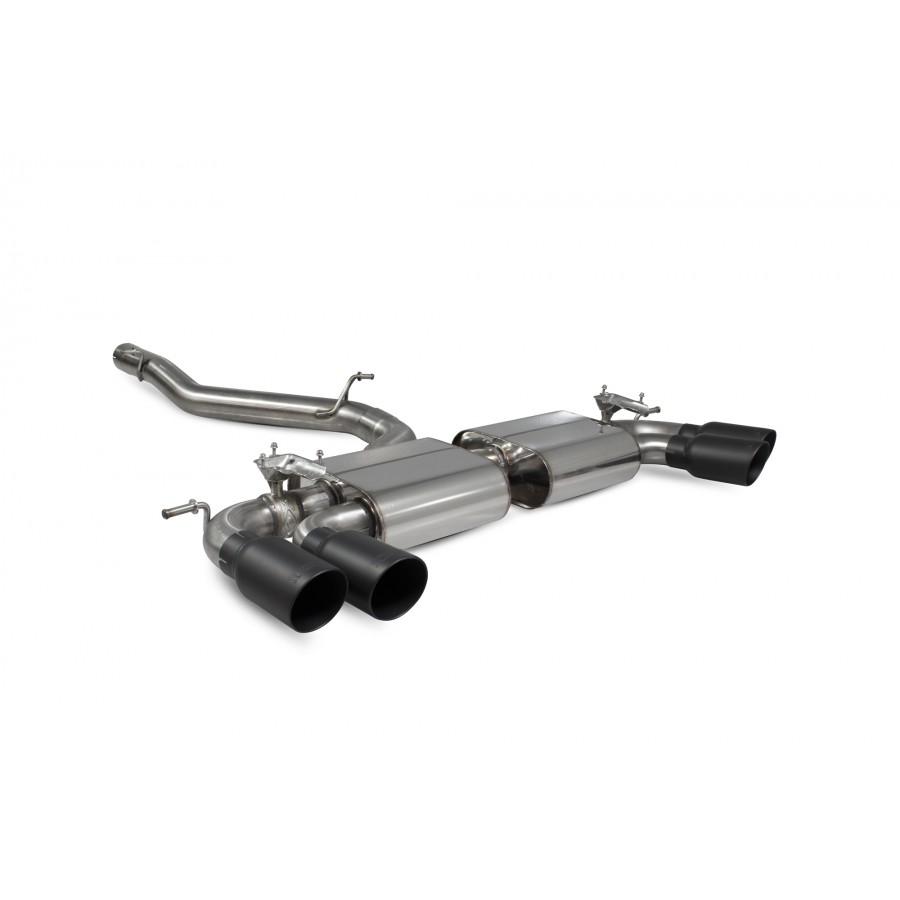 Scorpion GPF Back Exhaust System - Golf Mk8 R – Non Resonated / Valved / Carbon Ascari trims - SVWS065CF