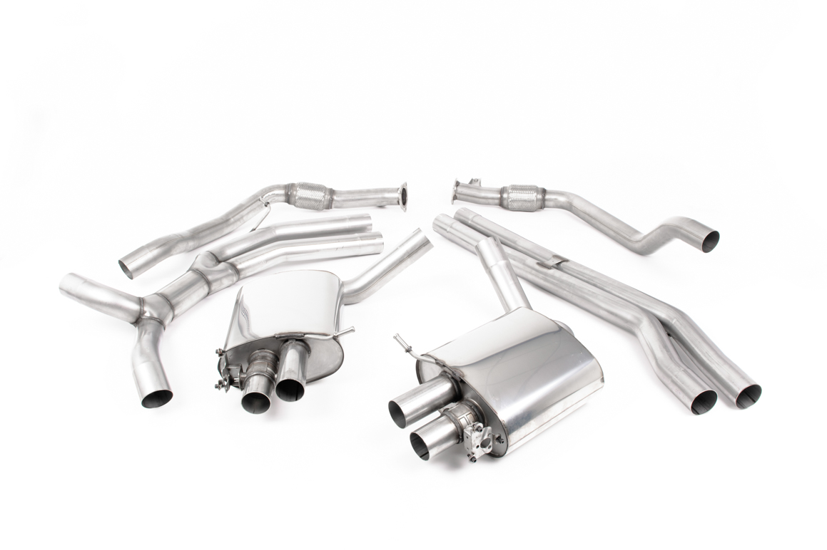 Milltek Catback Exhaust System - RS4 B9 with OPF/GPF – Part Resonated Road+ Titanium Oval Trims - SSXAU827, view 1