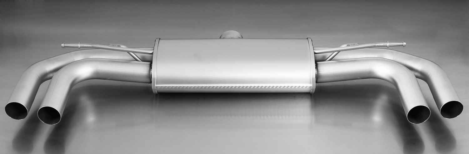 Remus Non-Resonated Cat back System 84 mm straight, carbon insert - A3 8VS Saloon 1.8 TFSI Quattro, view 1