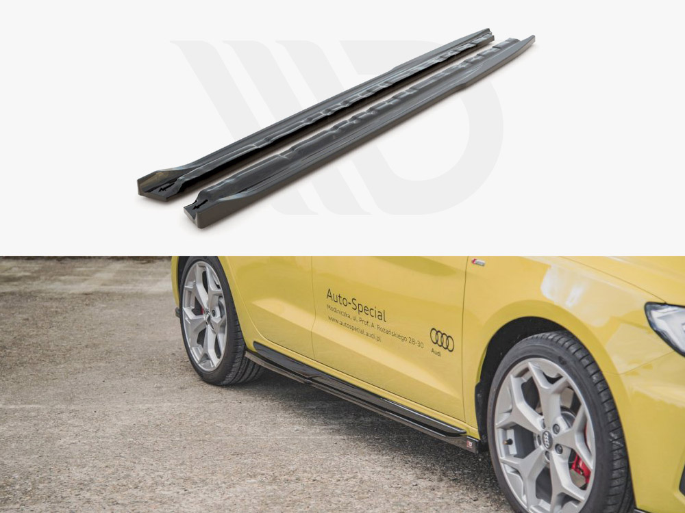 Maxton Design Gloss Black Side Skirts Splitters Audi A1 S-Line Gb (2018-), view 1