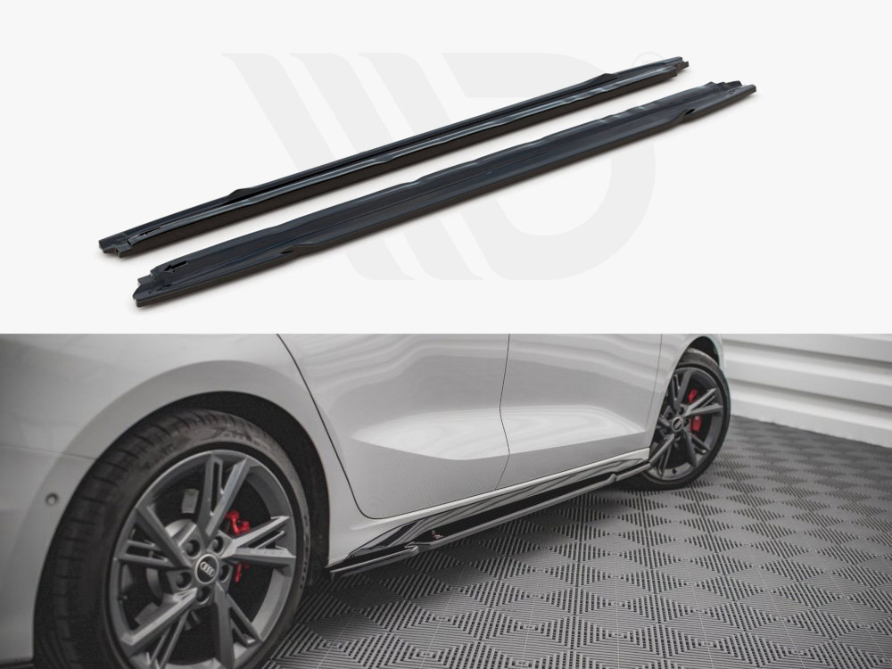Maxton Design Gloss Black Side Skirts Diffusers Audi S3 / A3 S-Line 8Y (2020-), view 1