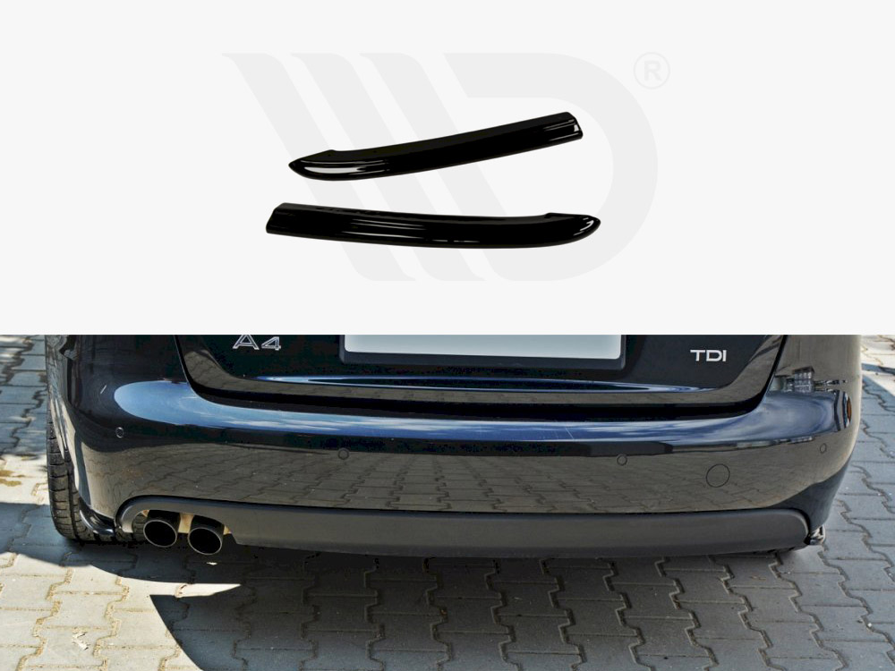 Maxton Design Gloss Black Rear Side Splitters Audi A4 B8 (Preface), view 1
