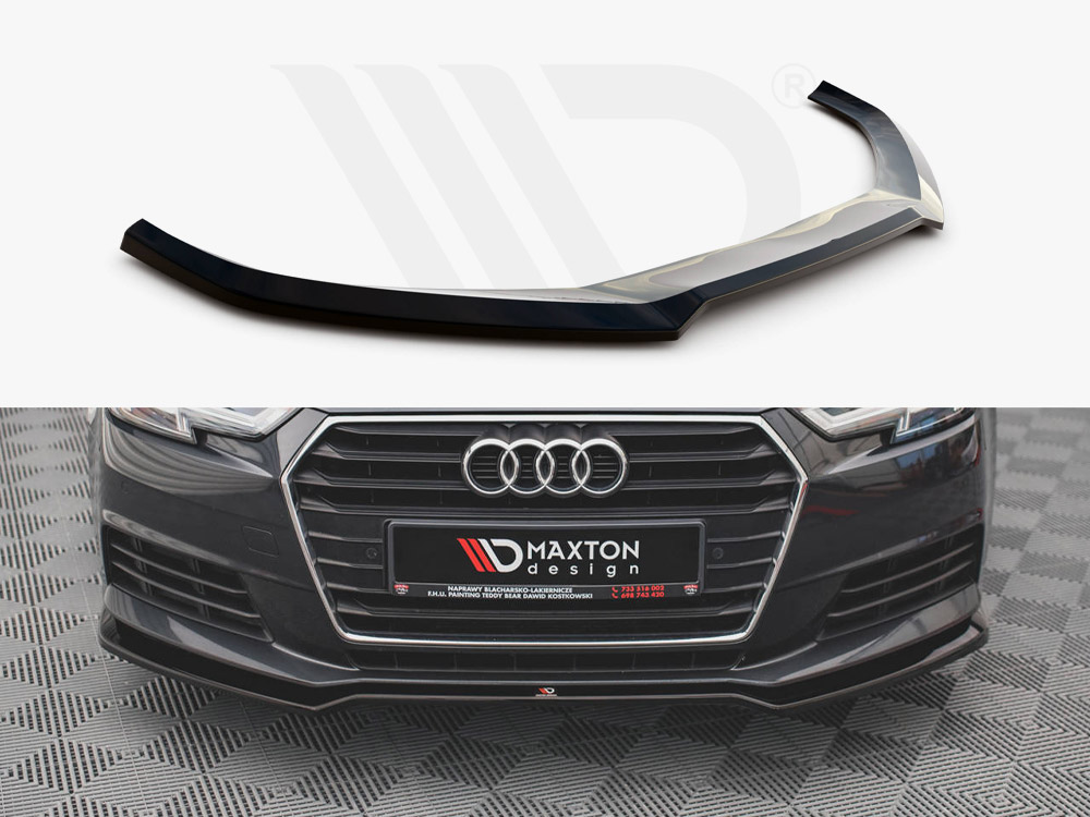 Maxton Design Gloss Black Front Splitter V.2 Audi A4 B9 (2015-2019), view 1
