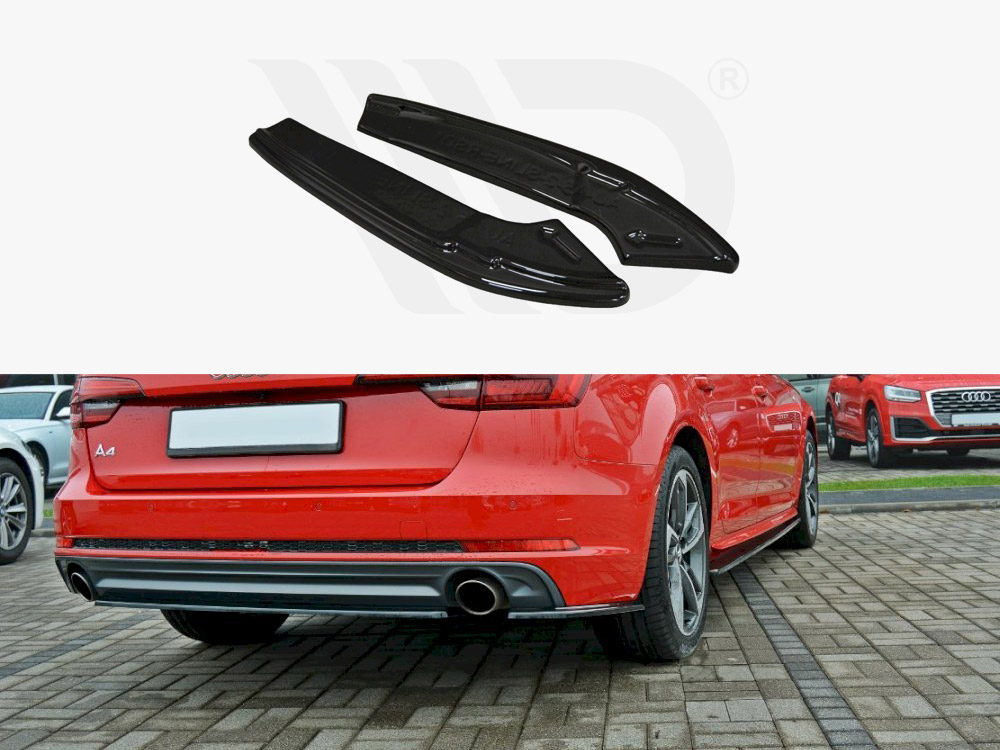 Maxton Design Gloss Black Rear Side Splitters Audi A4 B9 S-Line Avant (2015 - Up), view 1