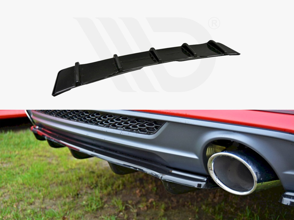 Maxton Design Gloss Black Central Rear Splitter (Vertical Bars) Audi A5 S-Line F5 Coupe / Sportback (2016-), view 1