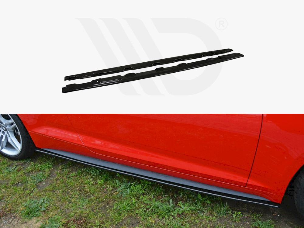 Maxton Design Gloss Black Side Skirts Splitters Audi A5 F5 S-Line Coupe (2016 - Up), view 1
