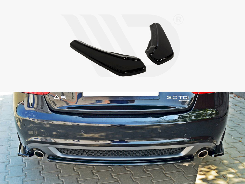 Maxton Design Gloss Black Rear Side Splitters Audi A5 S-Line 8T Coupe, view 1