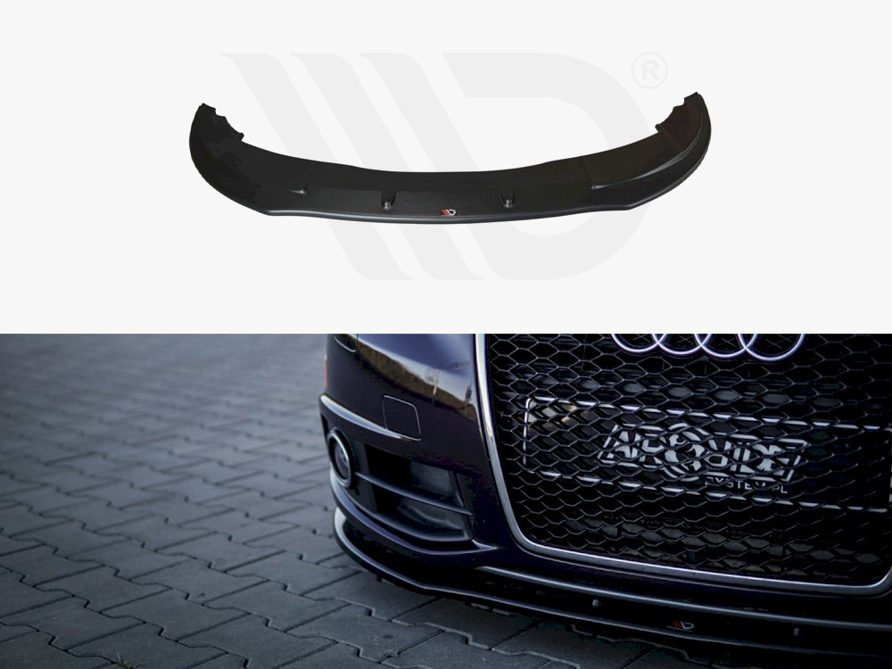 Maxton Design Gloss Black Front Splitter Audi A6 C6 S-Line Facelift Sedan (2008-2011), view 1