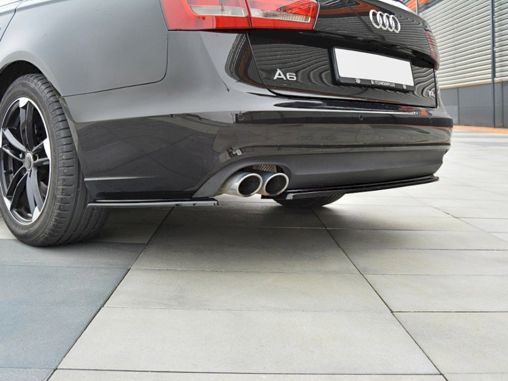 Maxton Design Gloss Black Rear Side Splitters Audi A6 C7 (2011-2014), view 1