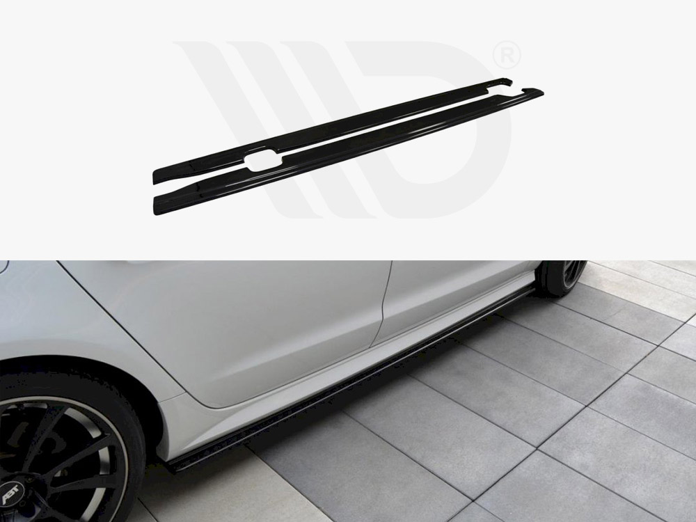 Maxton Design Gloss Black Side Skirts Diffusers Audi A6 C7 S-Line / S6 C7 Facelift (2014-2018), view 1
