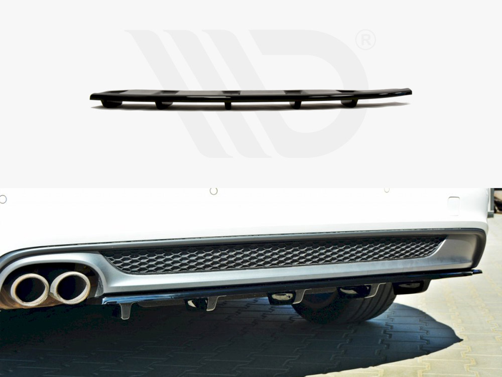 Maxton Design Gloss Black Central Rear Splitter Audi A6 C7 S-Line Avant (2011-2014), view 1