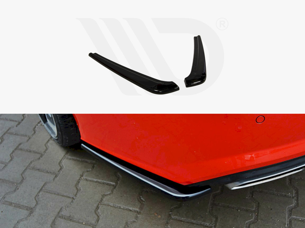 Maxton Design Gloss Black Rear Side Splitters Audi A7 S-Line (Facelift) (2014-2018), view 1