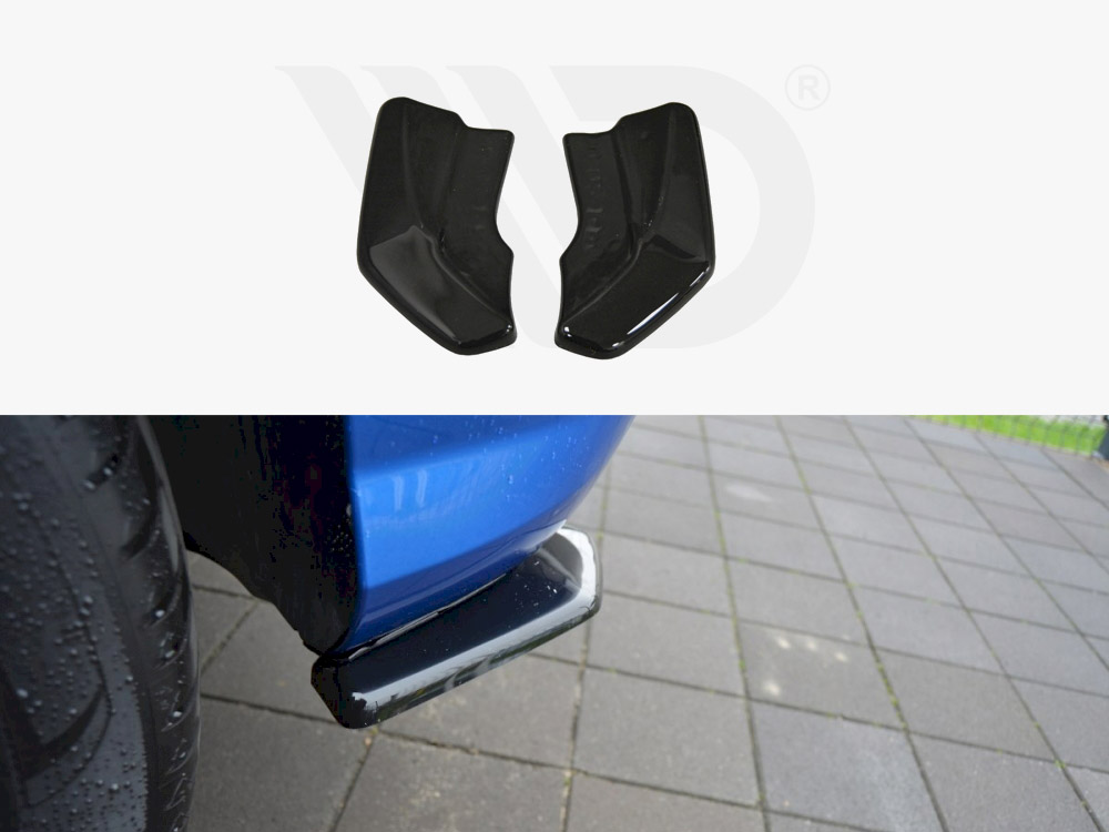 Maxton Design Gloss Black Rear Side Splitters Audi Q2 Mk1 Sport 2016 - Onwards, view 1