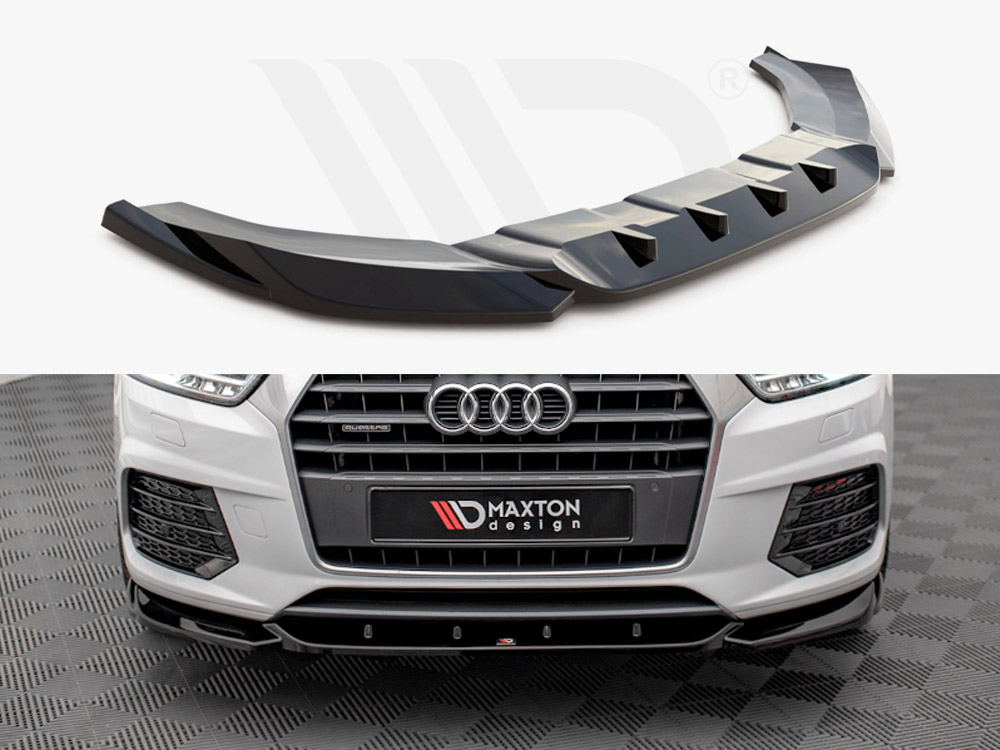 Maxton Design Gloss Black Front Splitter V.1 Audi Q3 S-Line 8U Facelift (2014-2018), view 1