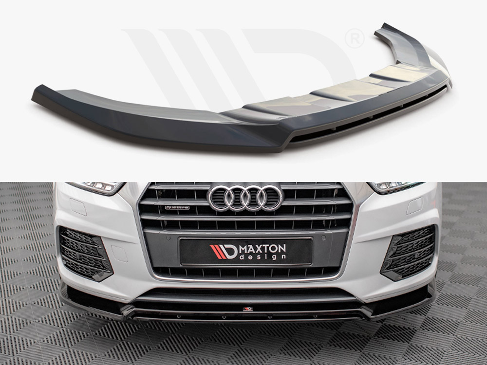 Maxton Design Gloss Black Front Splitter V.2 Audi Q3 S-Line 8U Facelift (2014-2018), view 1