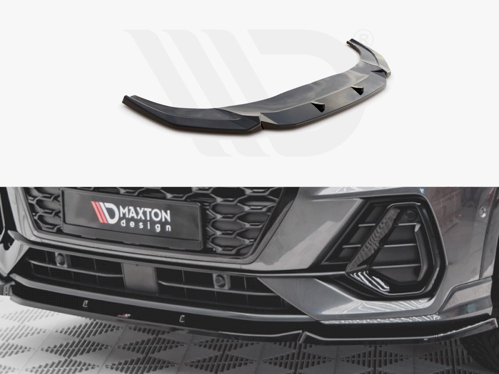 Maxton Design Gloss Black Front Splitter V1 Audi Q3 Sportback S-Line (2019-), view 1