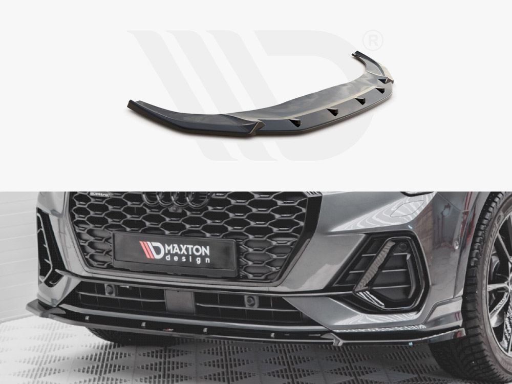 Maxton Design Gloss Black Front Splitter V2 Audi Q3 Sportback S-Line (2019-), view 1